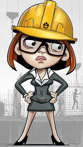 Professional woman Architect wearing a Construction Grind hard hat.